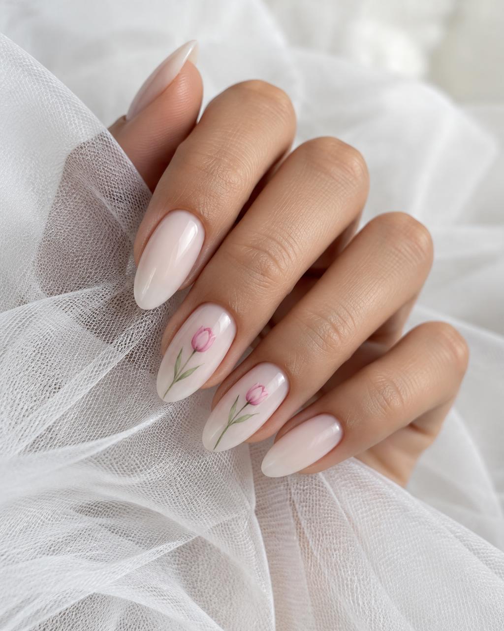 Mandorla con tulipano dipinto – Umi Nail Rosà